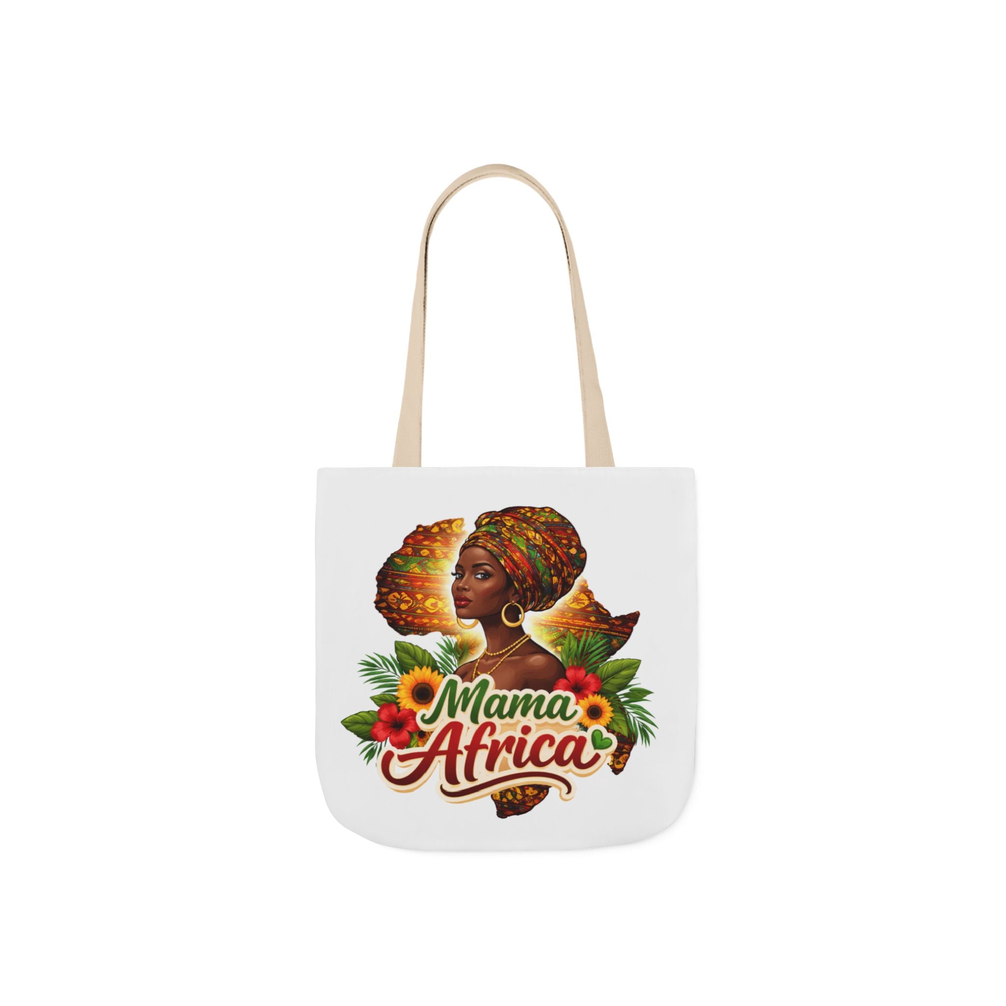 Mama Africa Canvas Tote Bag — African Woman Portrait Floral Market Tote