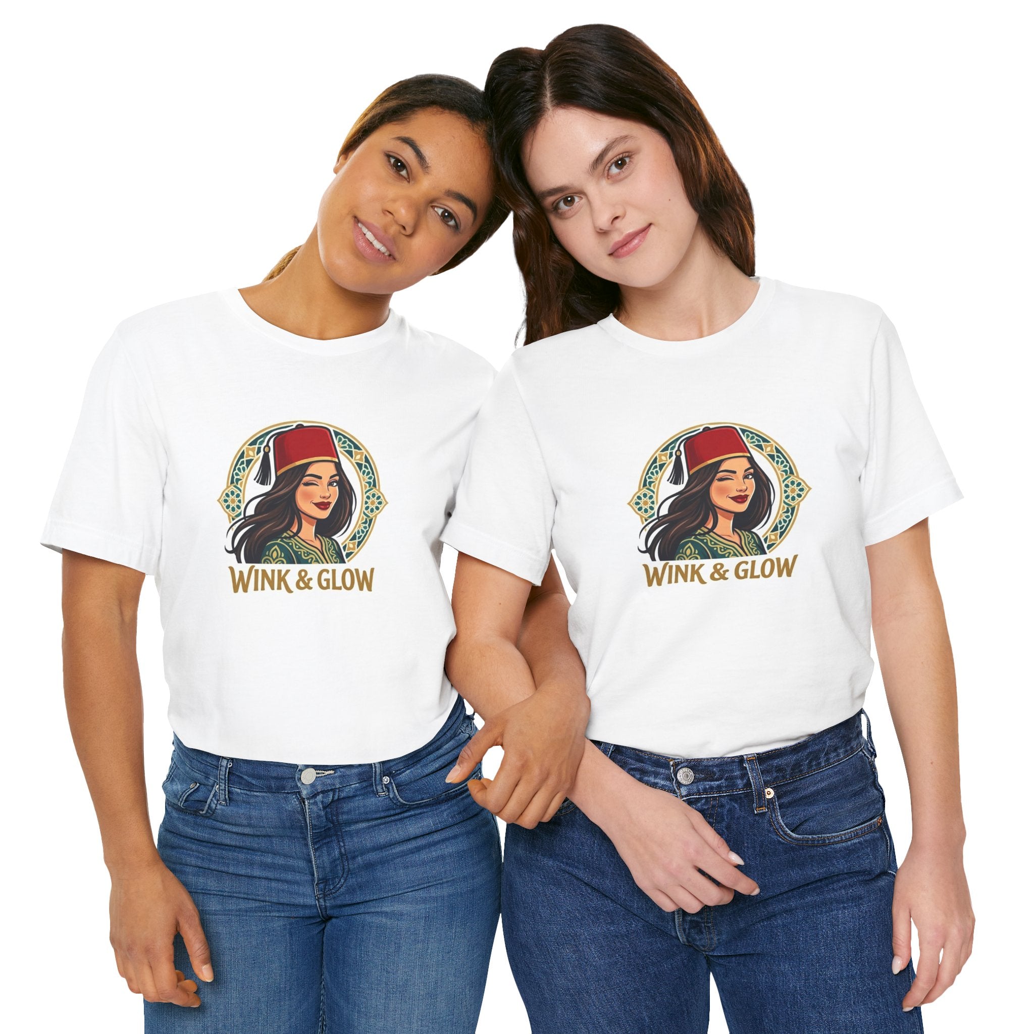 Wink & Glow Tee — Vintage Arabian Woman Graphic T-Shirt