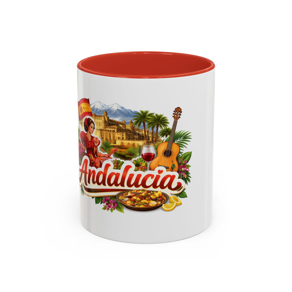 Andalucía Travel Coffee Mug — Spanish Guitar & Paella Accent Mug
