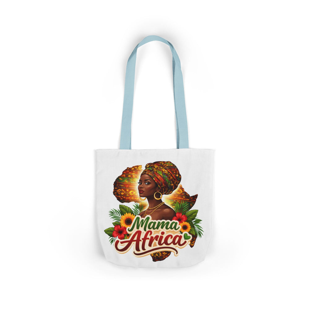 Mama Africa Canvas Tote Bag — African Woman Portrait Floral Market Tote