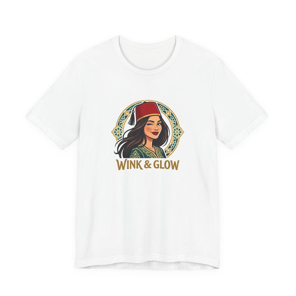 Wink & Glow Tee — Vintage Arabian Woman Graphic T-Shirt