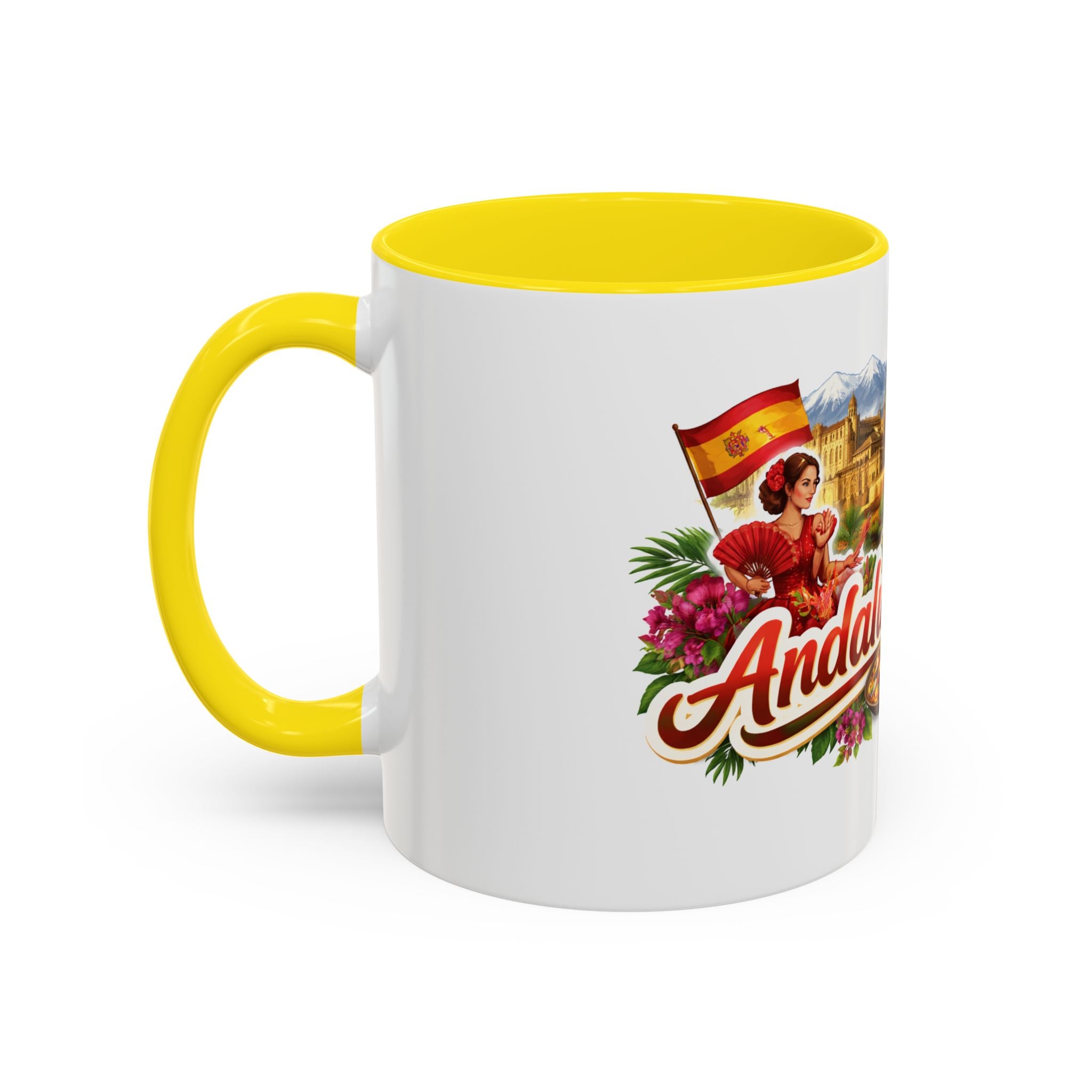 Andalucía Travel Coffee Mug — Spanish Guitar & Paella Accent Mug