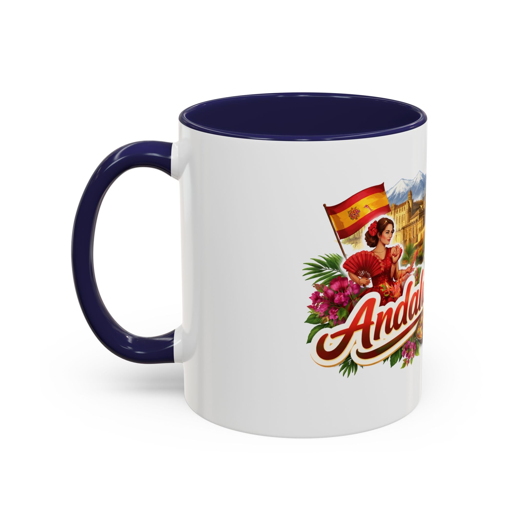 Andalucía Travel Coffee Mug — Spanish Guitar & Paella Accent Mug