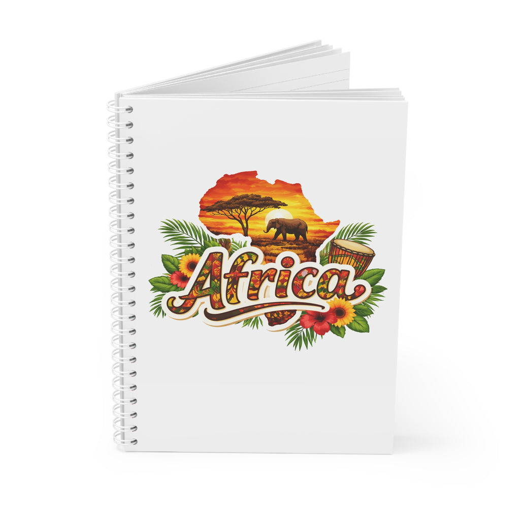 Africa Sunset Spiral Notebook — Safari Elephant & Tropical Floral Journal
