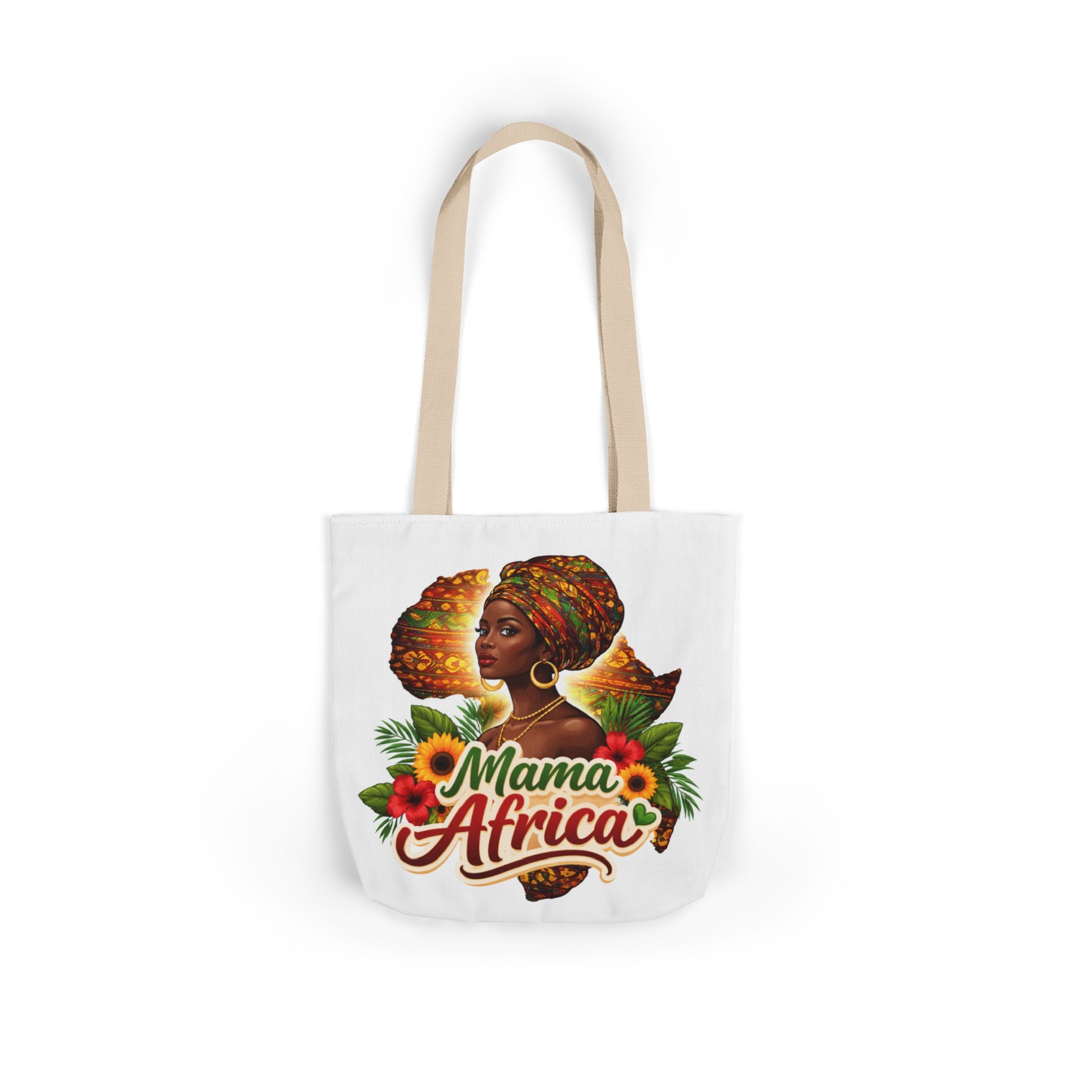 Mama Africa Canvas Tote Bag — African Woman Portrait Floral Market Tote
