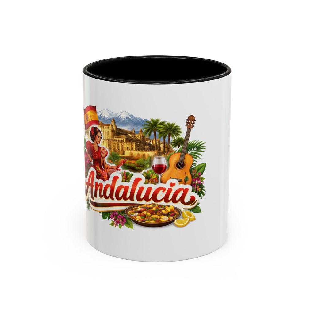 Andalucía Travel Coffee Mug — Spanish Guitar & Paella Accent Mug