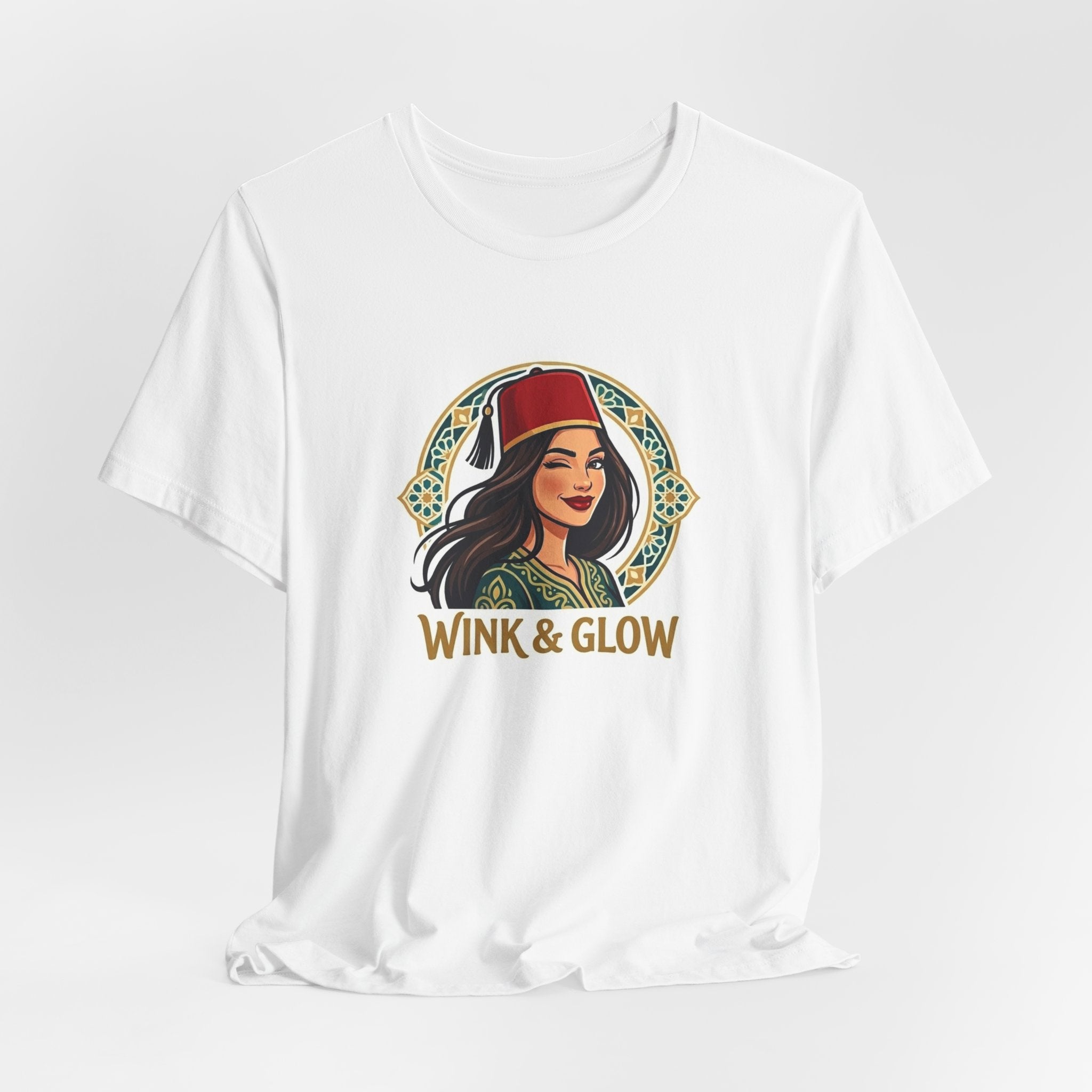 Wink & Glow Tee — Vintage Arabian Woman Graphic T-Shirt