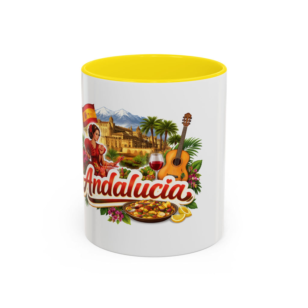 Andalucía Travel Coffee Mug — Spanish Guitar & Paella Accent Mug