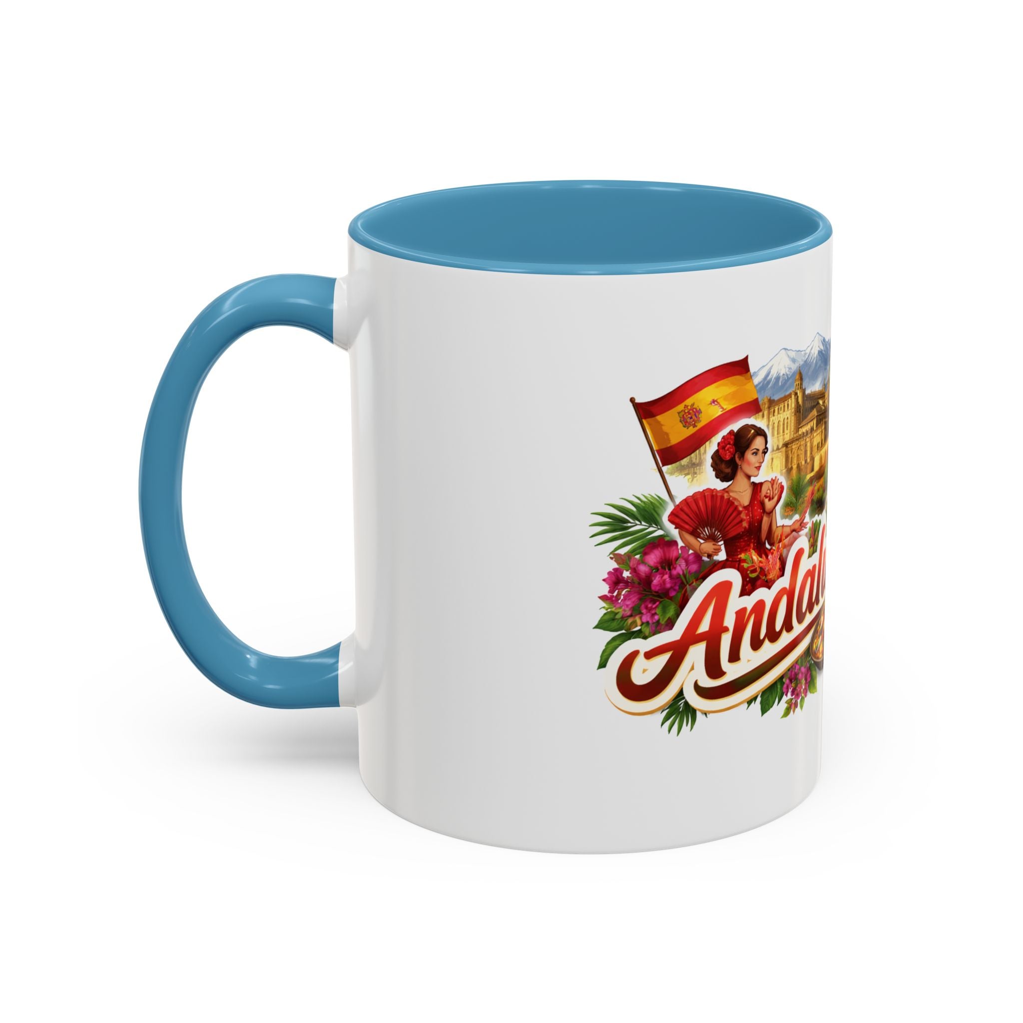 Andalucía Travel Coffee Mug — Spanish Guitar & Paella Accent Mug