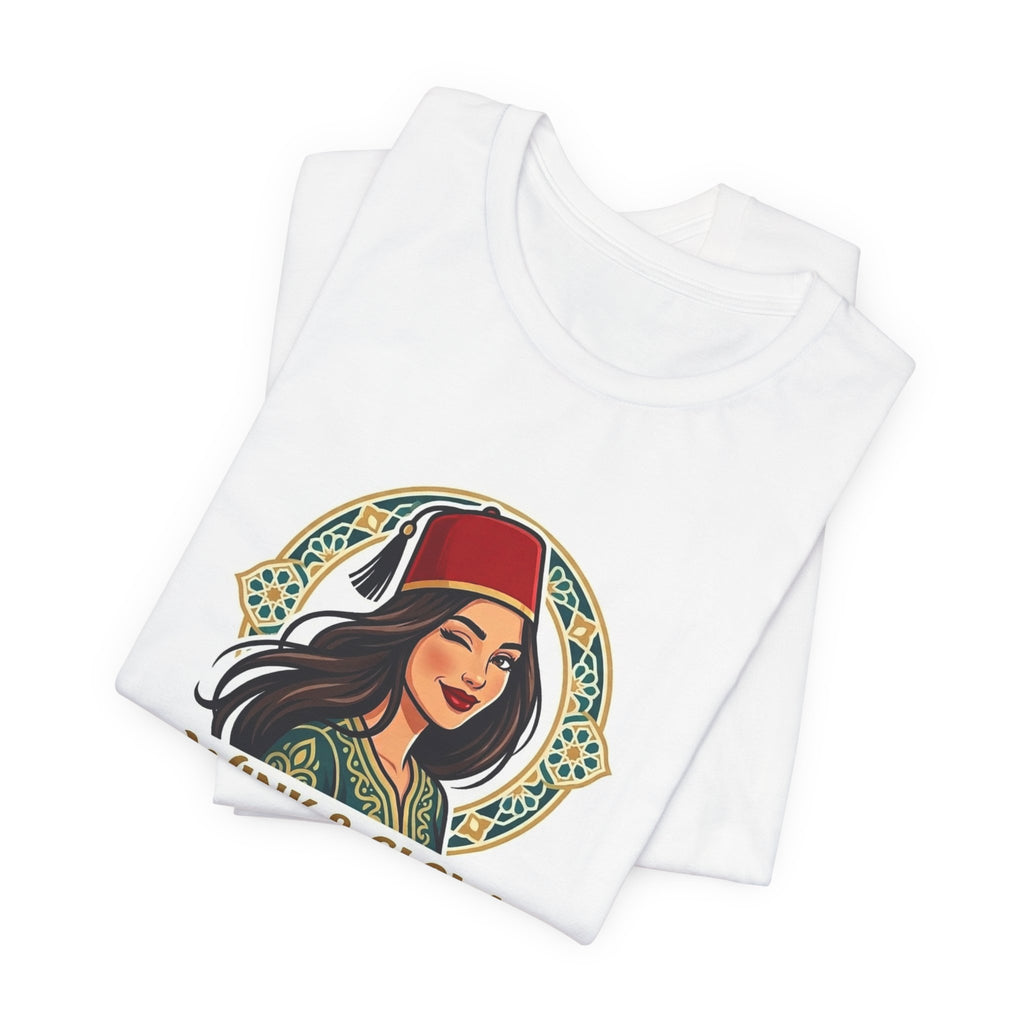 Wink & Glow Tee — Vintage Arabian Woman Graphic T-Shirt