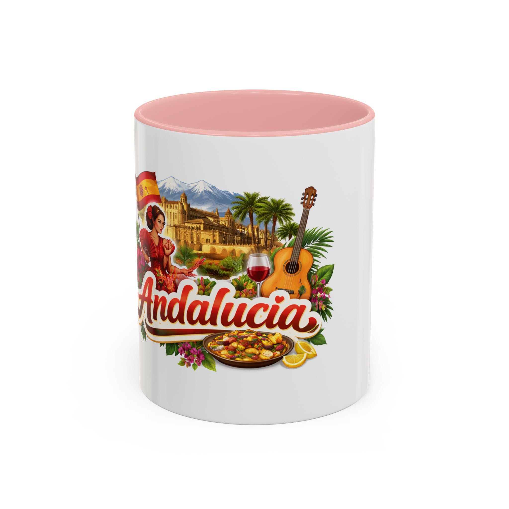 Andalucía Travel Coffee Mug — Spanish Guitar & Paella Accent Mug